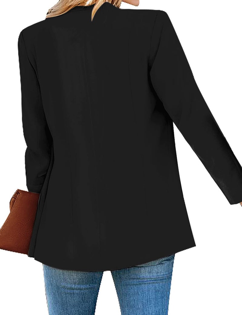 luvamia Women's Casual Long Sleeve Lapel Button Slim Work Office Blazer Jacket Black Oversized Blazer for Women Black Size Xx-Large Size 20 Size 22 - Image 2